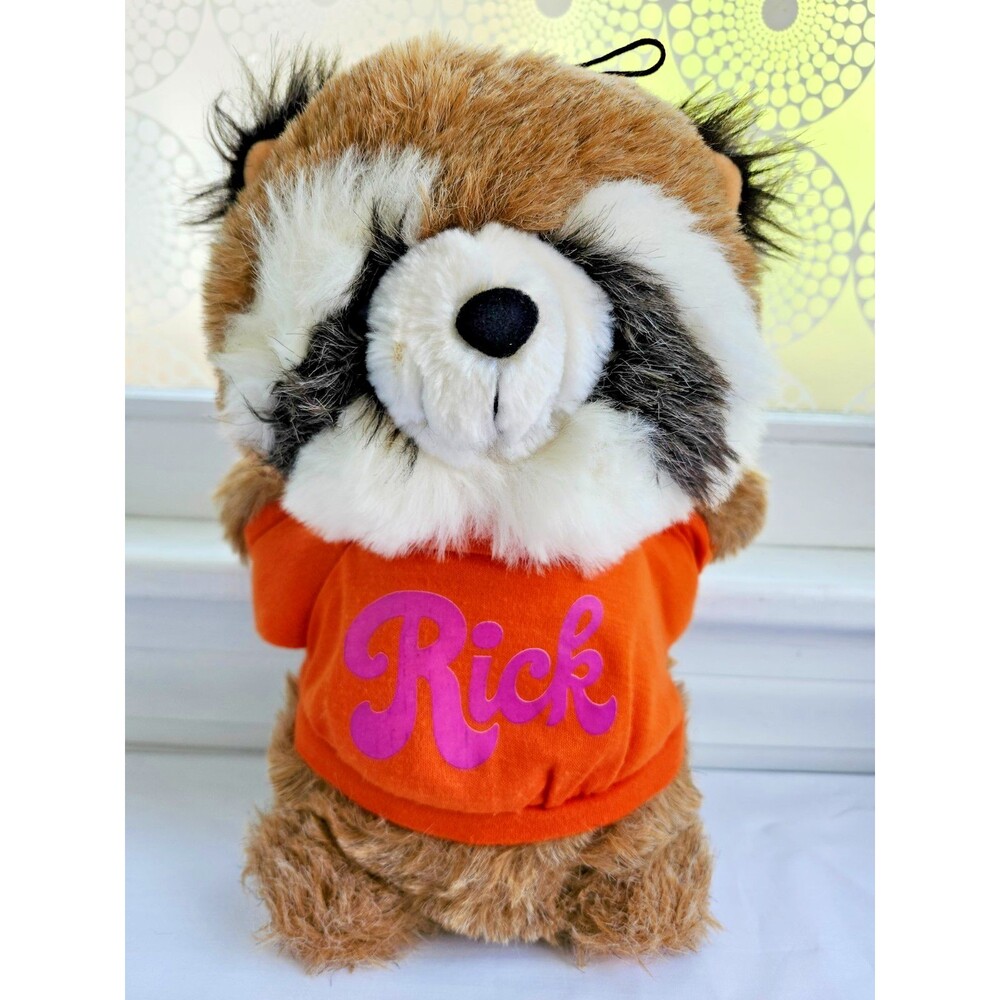 Vintage 1980 Hasbro Shirt Tales Rick Raccoon Plush Stuffed Animal Large 11"